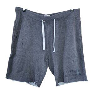Vintage Mens Large Gray Cotton Drawstring Shorts Parkview Print gym rat workout